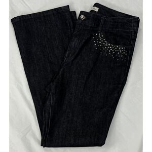 Chico's Platinum Charm Dark Wash Rhinestone Embellished Jeans Size 1.5 Regular